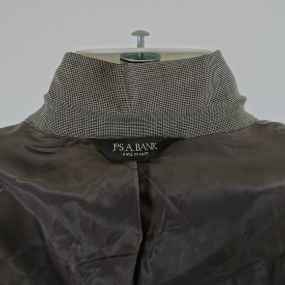 Jos A Bank Textured Wool Beige Black Star Check 44R Blazer 2 Button Tagged 46R - Picture 11 of 12